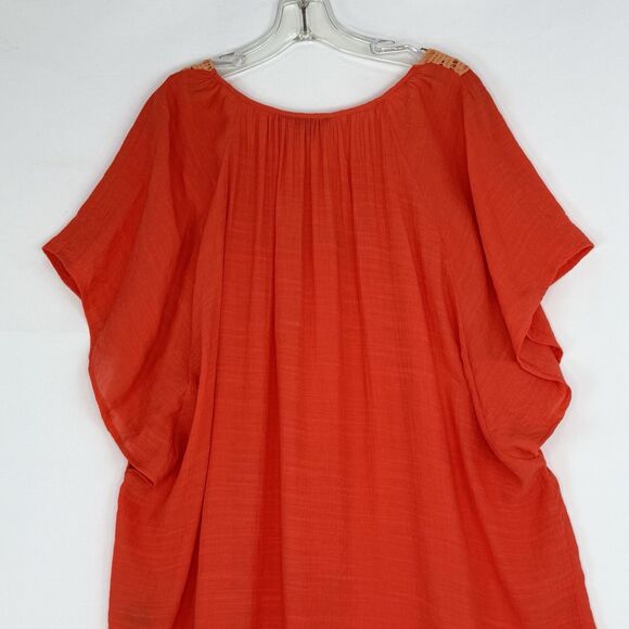 Unique Spectrum Women's Crochet Orange Size 2X Blouse Tunic Short Sleeve - Picture 5 of 15